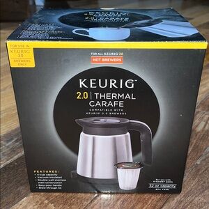NIB Keurig Black and Silver 2.0 Thermal Carafe